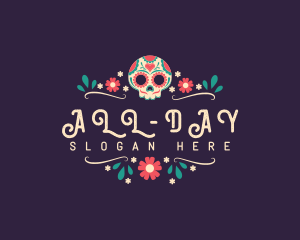 La Catrina - Mexican Floral Skull logo design