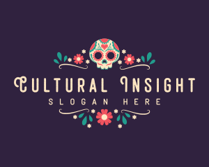 Mexican Floral Skull logo design