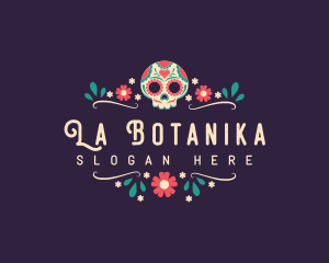 Mexican Floral Skull logo design