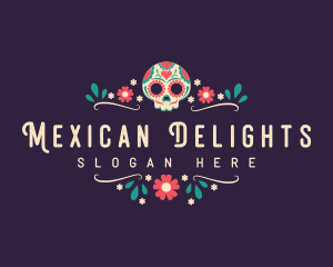 Mexican Floral Skull logo design