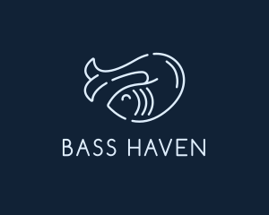 Bass - Monoline Fish Seafood logo design