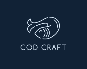 Cod - Monoline Fish Seafood logo design