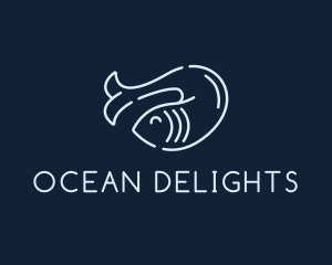 Seafood - Monoline Fish Seafood logo design