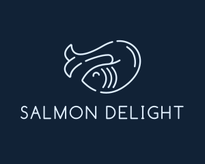 Salmon - Monoline Fish Seafood logo design