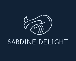 Sardine - Monoline Fish Seafood logo design