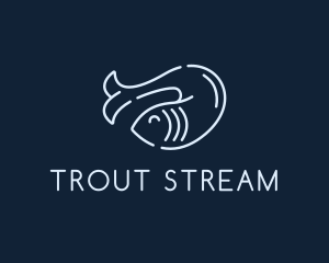 Trout - Monoline Fish Seafood logo design