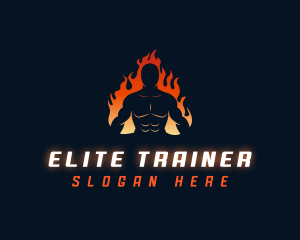 Muscle Fitness Flame logo design