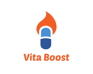 Vitamin - Fire Capsule Medicine logo design