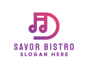 Playlist - Musical Note Letter D logo design