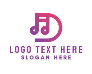 Notation - Musical Note Letter D logo design
