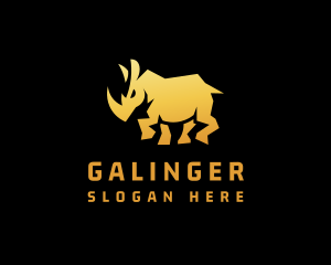 Gold Wild Rhinoceros Logo