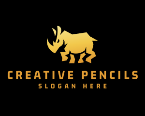 Gold Wild Rhinoceros logo design