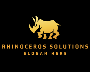 Rhinoceros - Gold Wild Rhinoceros logo design