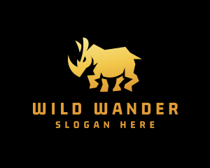 Gold Wild Rhinoceros logo design