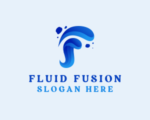 Water Wave Letter F logo design