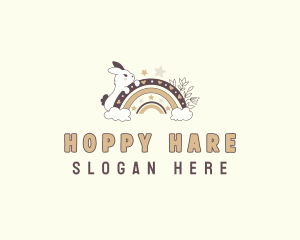 Rabbit Rainbow Boho logo design