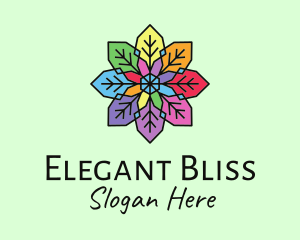 Pattern - Colorful Flower Stained Glass logo design