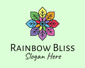 Lgbtq - Colorful Flower Stained Glass logo design