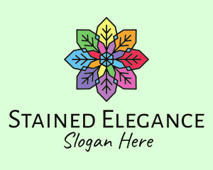 Colorful Flower Stained Glass logo design