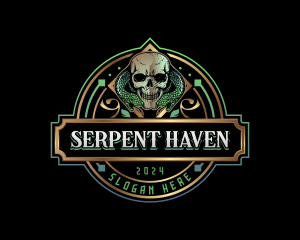 Scary Skull Serpent logo design