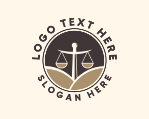 Court House - Justice Scale Badge logo design
