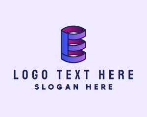 Designer - 3D Spring Cylinder Letter E logo design