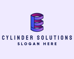 Cylinder - 3D Spring Cylinder Letter E logo design