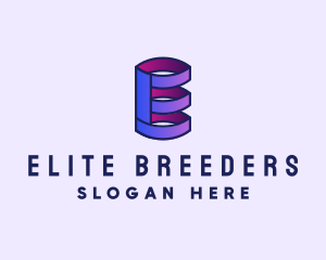 3D Spring Cylinder Letter E logo design