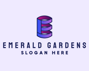 3D Spring Cylinder Letter E logo design