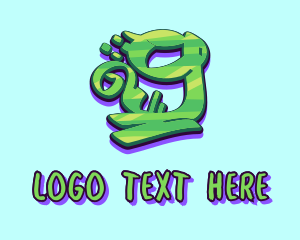 Graffiti  Art - Green Graffiti Art Number 9 logo design