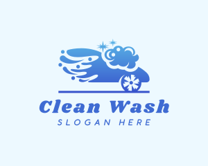 Blue Clean Car Wash logo design