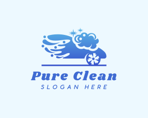 Blue Clean Car Wash logo design