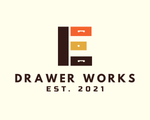 Drawer - Letter E Cabinet Drawer logo design