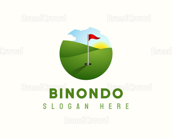 Golf Course Golfer Flag Logo