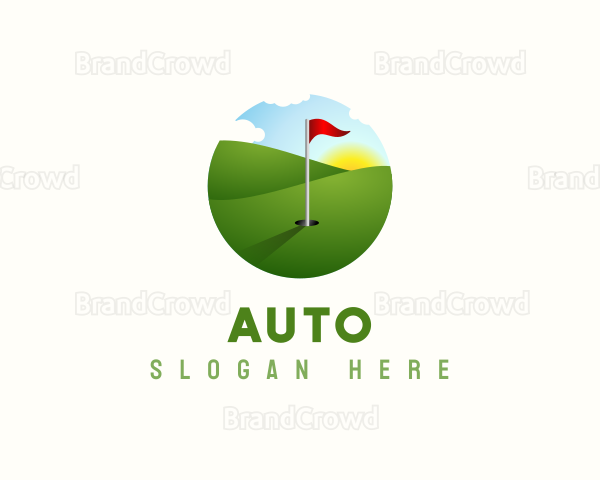 Golf Course Golfer Flag Logo