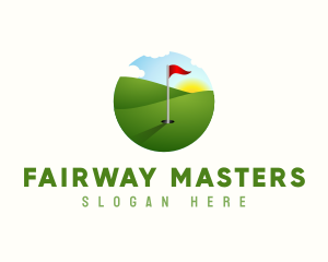 Golf Course Golfer Flag logo design