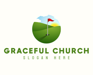 Country Club - Golf Course Golfer Flag logo design