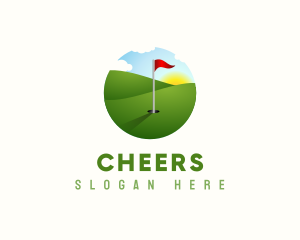 Green Flag - Golf Course Golfer Flag logo design