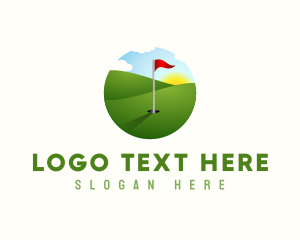 Hole - Golf Course Golfer Flag logo design