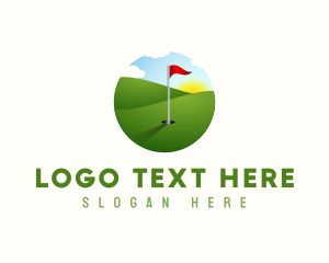 Golf Course Golfer Flag Logo