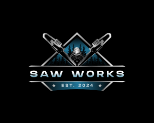 Chainsaw Woodwork Woodcutter logo design