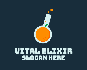 Elixir - Orange Fruit Flask Chemistry logo design