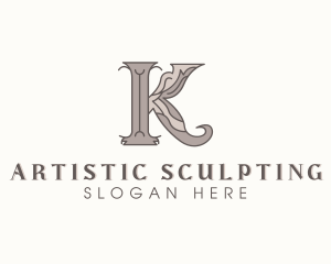 Sculpting - Antique Decorative Woodwork Letter K logo design