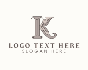 Letter K - Antique Decorative Woodwork Letter K logo design