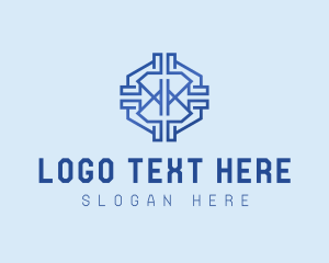 Telecom - Abstract Geometric Microchip logo design