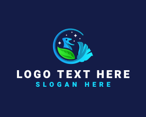 Leaf - Cleaning Broom Spray logo design
