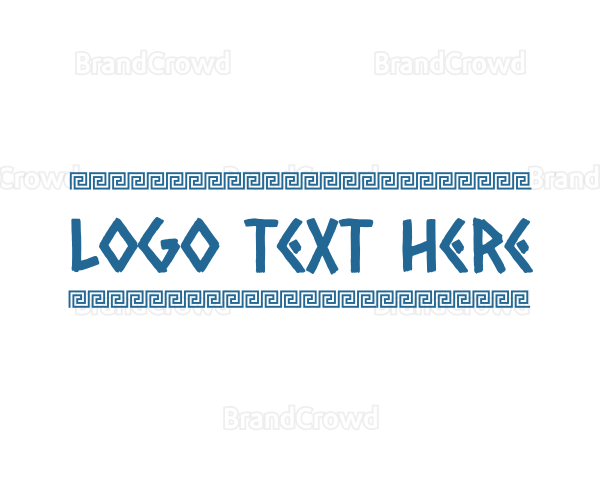Blue Greek Text Logo