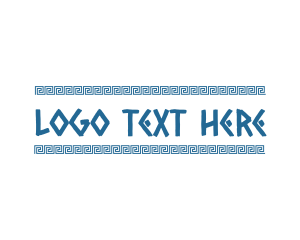 Greek Restaurant - Blue Greek Text logo design