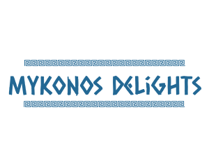 Mykonos - Blue Greek Text logo design