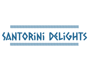 Santorini - Blue Greek Text logo design